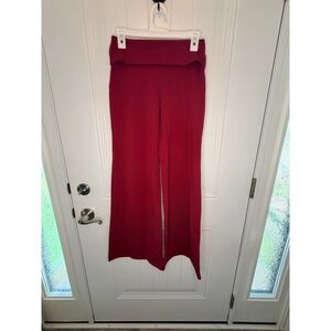 Edikted Yoga Pants Red Flare Leg Foldover Waistband Womens Large